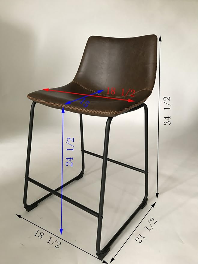 Roundhill Furniture Lotusville Vintage PU Leather Counter Height Stools - Image 2