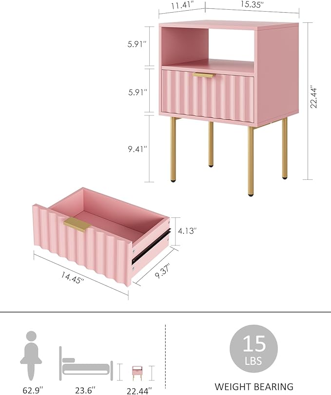 Nightstand, Modern Bedside Table - Image 2