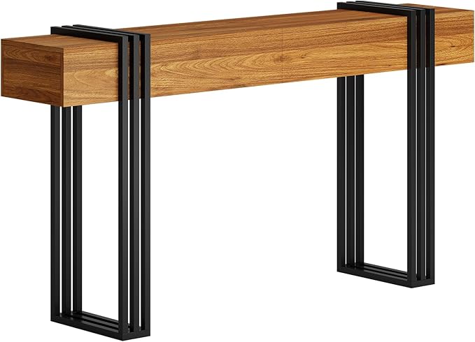 63 Inch Long Console Table, Industrial Sofa Table Behind The Couch Rectangular - Image 9