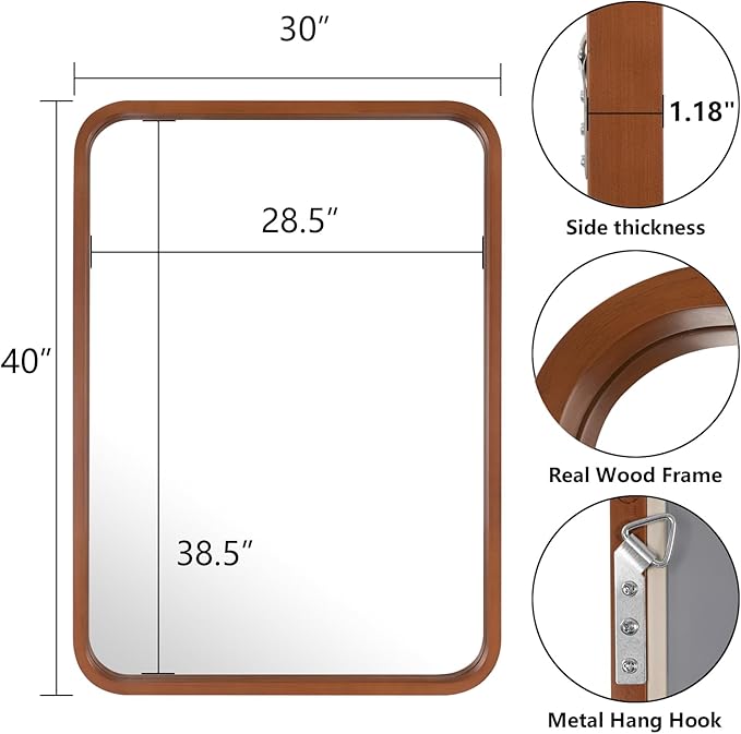 WallBeyond 30x40 Inch Wood Mirror - Image 5