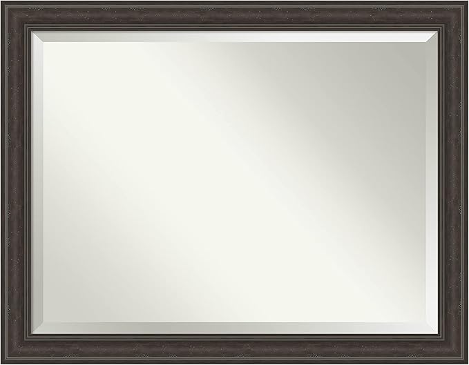 Amanti Art Brown Wall Mirror 36x46 Shipwreck Greywash Rectangle Bathroom Mirror by AmantiArt