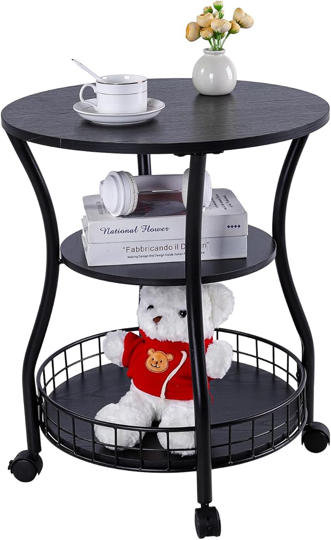 Round Side Table, 3-Tier Accent End Table - Image 8