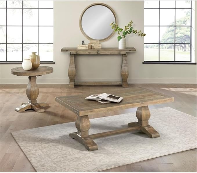 Napa Solid Wood Farmhouse Rustic Round End Side Living Room Table, Nightstand - Image 2