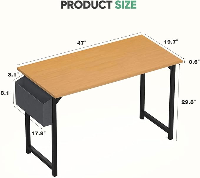 47 Inch Desk Office with Storage, Modern Simple Style Gaming Computer Table - Image 2