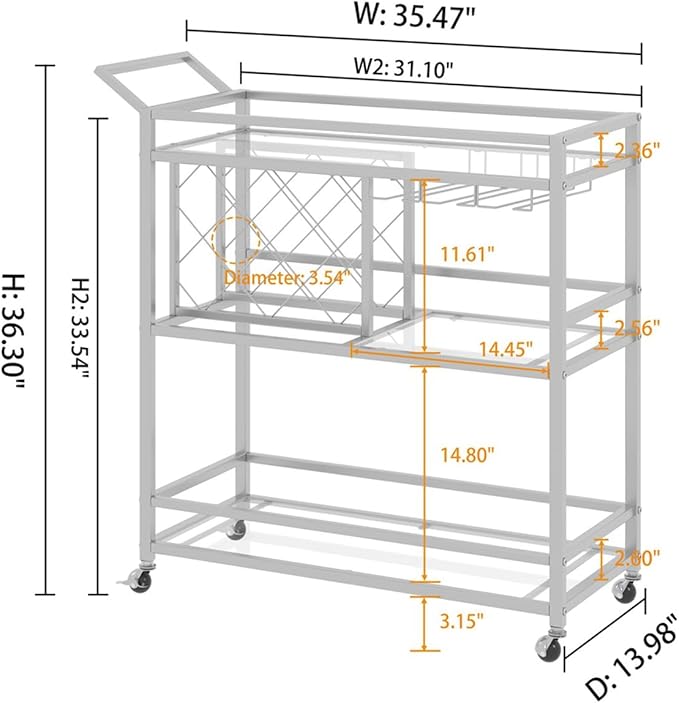 FATORRI Bar Cart Silver, Bar Carts - Image 5