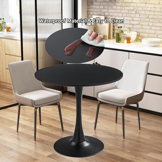 23.4" Tulip Dining Table, Mid-Century Modern Style, Round MDF Top - Image 3