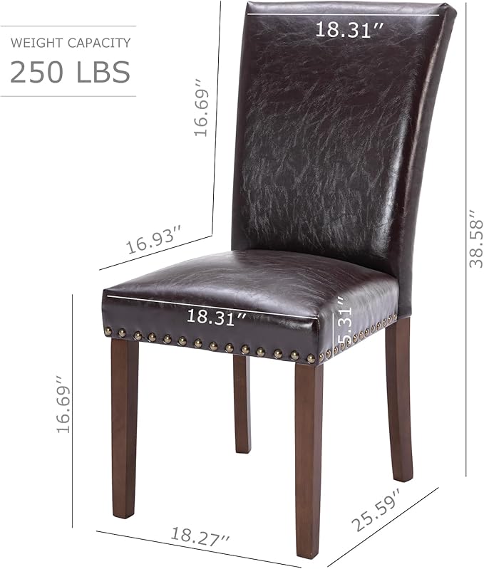 COLAMY Upholstered Parsons Dining Chairs Set of 6, PU Leather Dining Room - Image 3