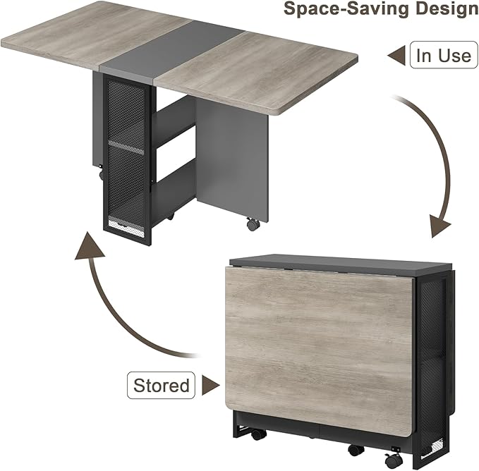 IDEALHOUSE Folding Dining Table, Drop Leaf Dining Table - Image 7