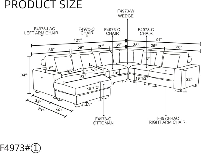 L Shaped Sectional Couches for Living Room, Stylish Sectional Loveseat Sofa - Image 2