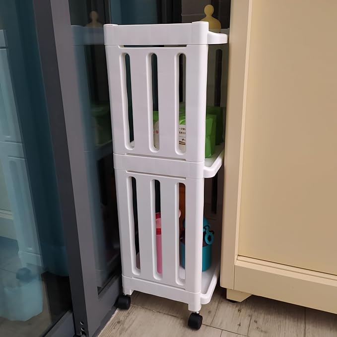 3 Tier Rolling Storage Cart Organizer Shelf on Wheels Movable Organization Rack - Image 7
