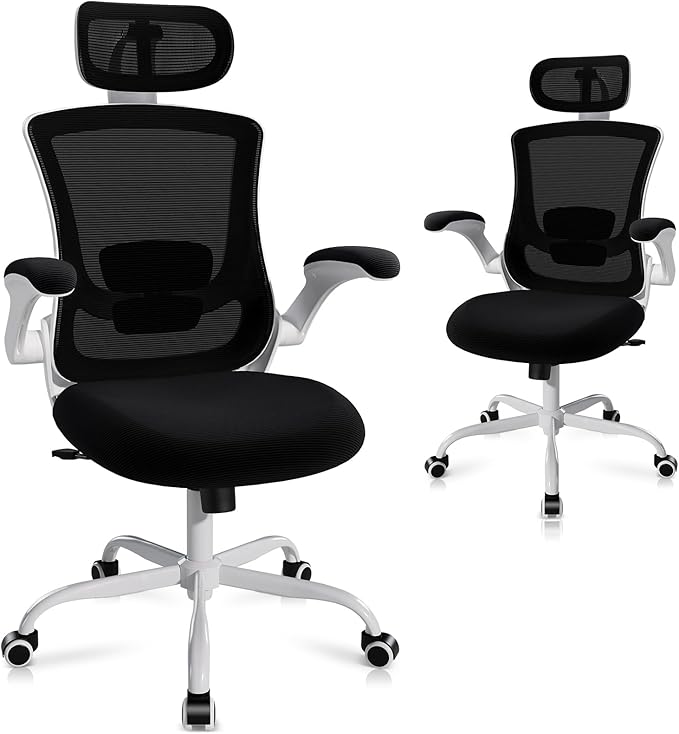 High Back Office Chair with Adjustable Lumbar Support & Headrest, Ergonomic - Image 3