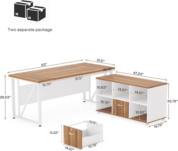 Tribesigns 63-Inch Executive Computer Desk - Image 2