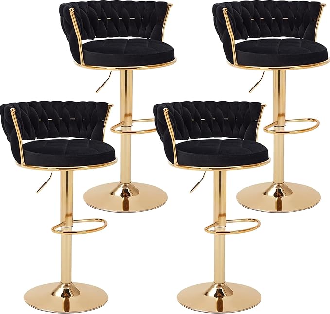 VECELO Bar Stools Set of 4, Modern-Contemporary Velvet Woven Counter Height by VECELO