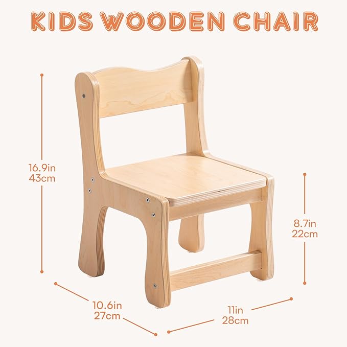 ROBOTIME Kids Wooden Chairs, 2-PCS Toddler Chairs - Image 3