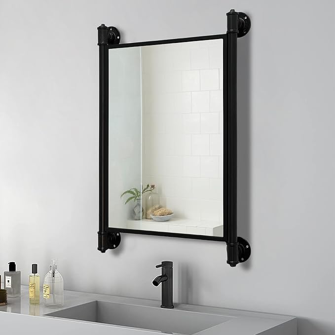 Industrial Pipe Mirror for Bathroom, Rectangle Iron Wall Mirrors for Living - Image 4
