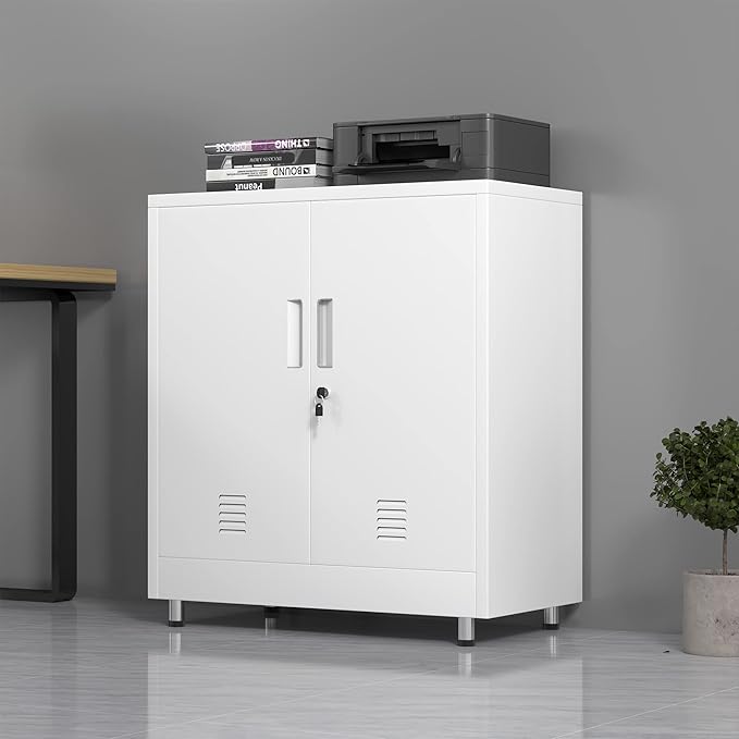 Metal Storage Cabinet with Locking Doors and Adjustable Shelf, Small Lockable - Image 8