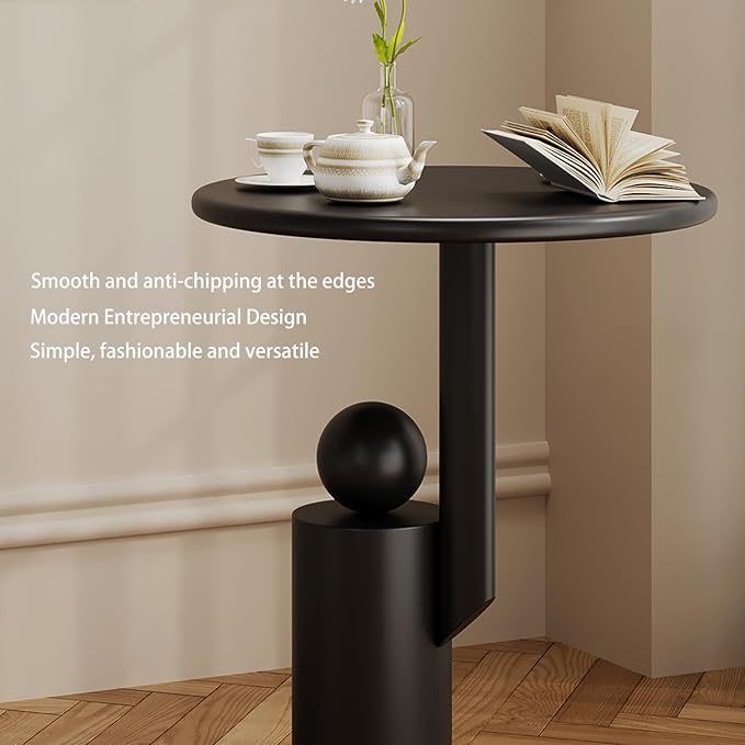 Metal Round Side Table, Matte Modern Accent End Tables Coffee Tables, Small - Image 6