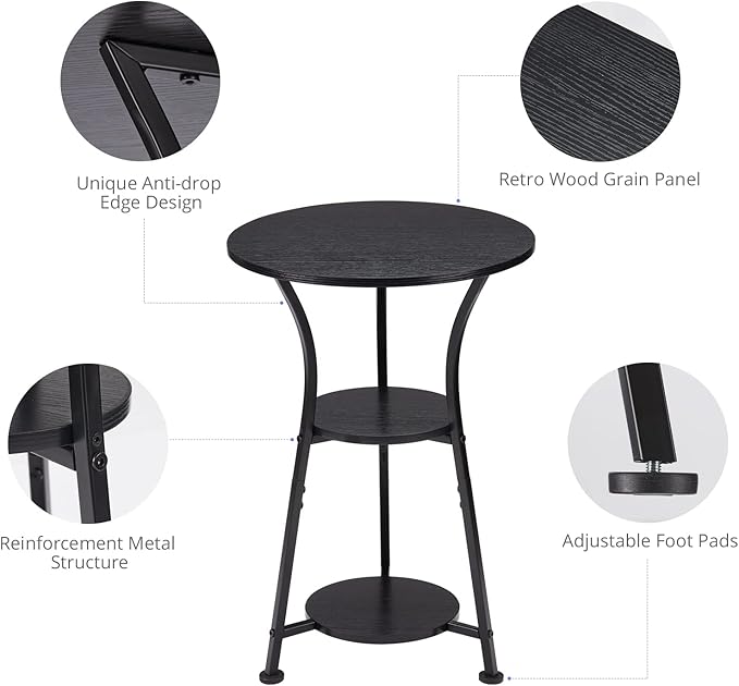 Dulcii Small Round End Table for Narrow and Small Space, 3-Tier Round Accent - Image 9