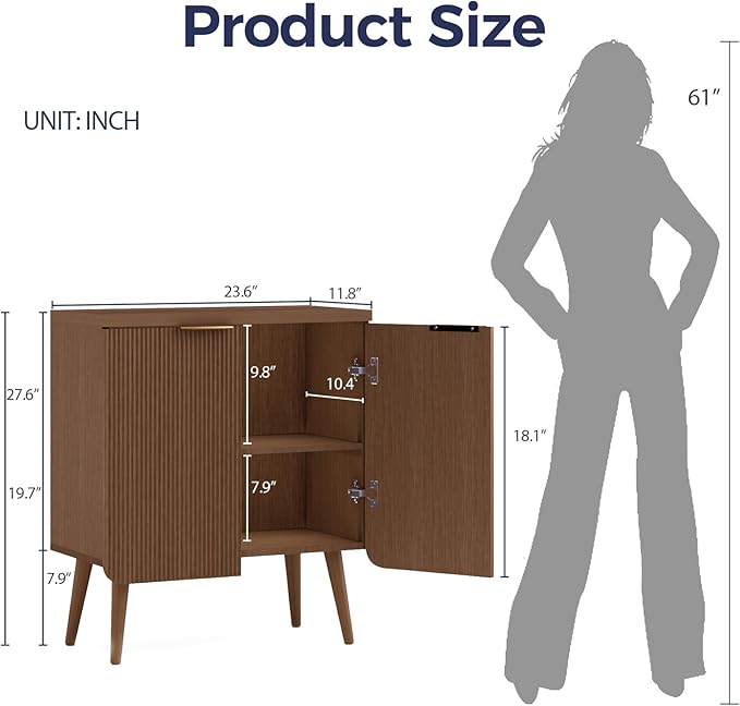 Buffet Cabinet with Storage, Fluted Multifunctional Storage Cabinet with 2 Doors - Image 2