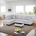 Grey White L-Shaped 3-Piece Flannel Sofa by Unknown