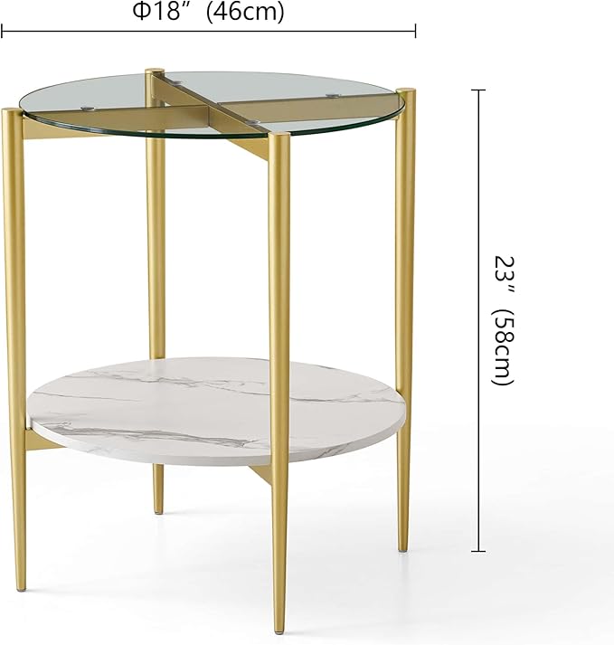 Round Glass End Table, Mid-Century Modern Design Sofa Table - Image 2