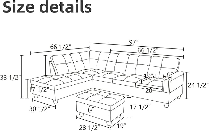 L Shaped Sectional Couches, Leather Couch Modular Sectional Sofa - Image 2