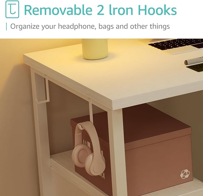 Lufeiya White L Shaped Computer Desk - Image 9
