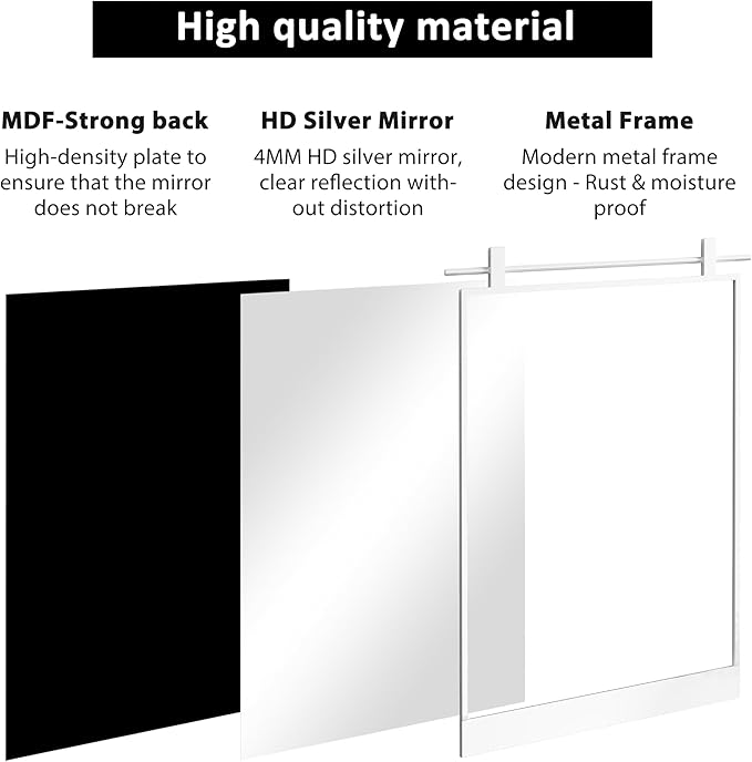 24x36 Inch Rectangle Bathroom Vanity Mirror - Image 4