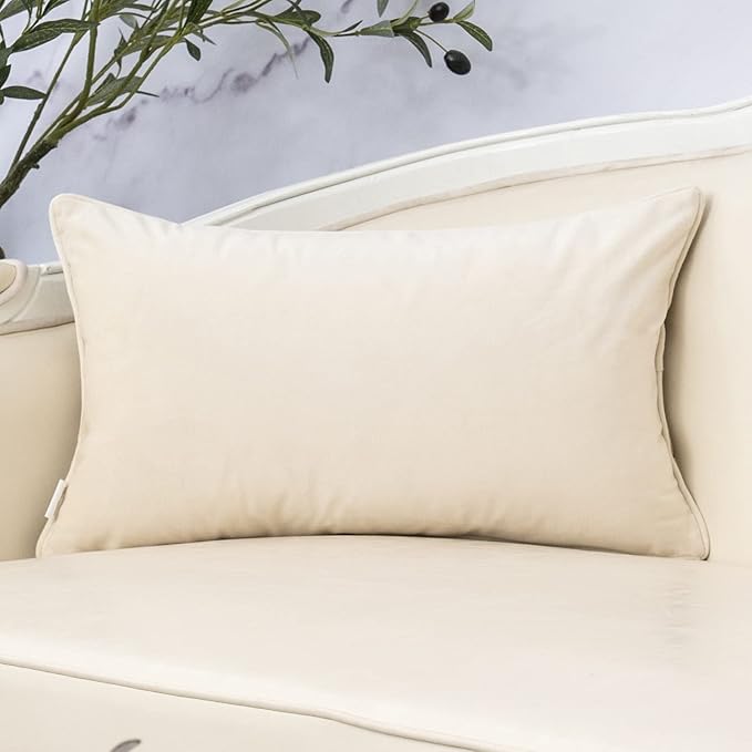 Yangest Beige Throw Pillow Cover Wavy Cushion Cover Modern Zippered Rectangular - Image 2