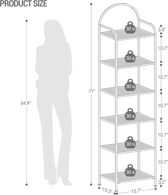 Bookcase Bookshelf, Tempered Glass Bookshelves, Slim Shelving Unit - Image 2