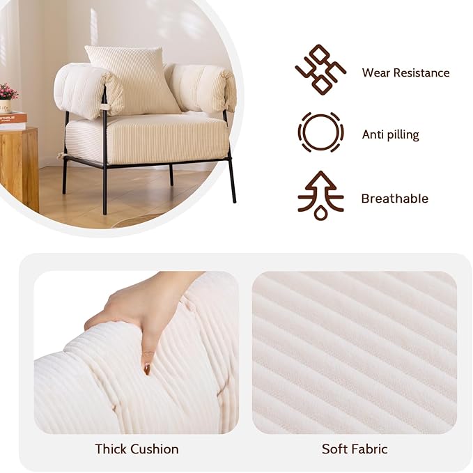 HollyHOME Modern Velvet Accent Chair - Image 4