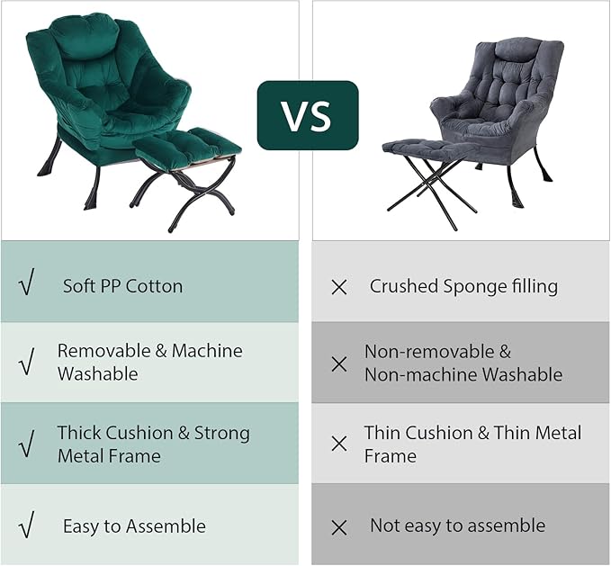 Oversized Chair with Ottoman, Modern Chair with Folding Footrest, Lounge Accent - Image 6