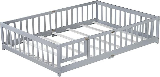 Bellemave Full Floor Bed with Slats and Safety Guardrails, Kids Montessori - Image 9