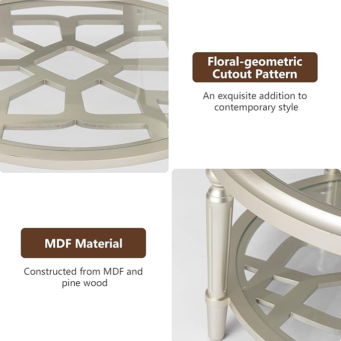 COSIEST Glass Coffee Table, 2-Tier Glass Top, Simple & Modern Center Table - Image 7