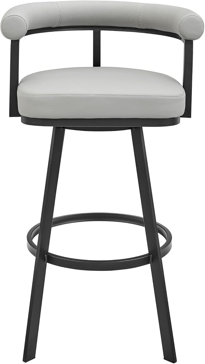 Armen Living Magnolia Swivel Counter Stool in Black Metal - Image 4