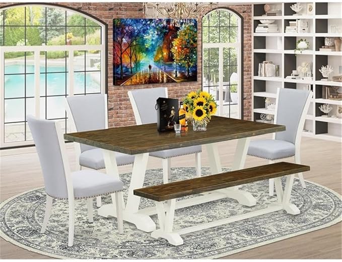 East West Furniture V077VE005-6 6 Piece Kitchen Table Set Contains a Rectangle - Image 2