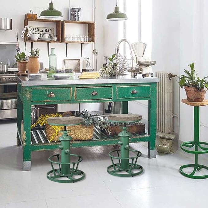 Topower Antique Industrial Round Bottom Adjustable Height Cafe Coffee Retro - Image 7