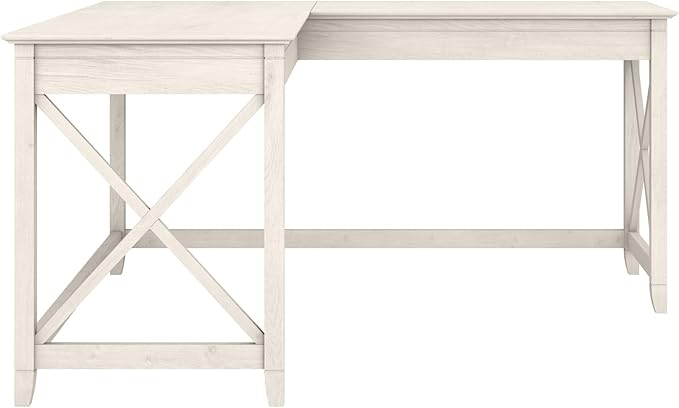 Bush Furniture Key West 60W Modern Farmhouse L Shaped Desk in Linen White Oak | - Image 7