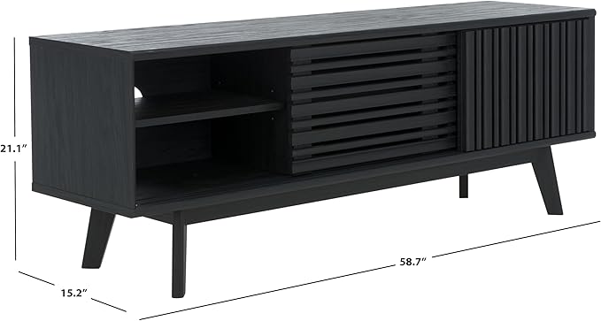 SAFAVIEH ESMA TV Stand for up to 65" Flatscreen – Black, Sliding Doors - Image 2