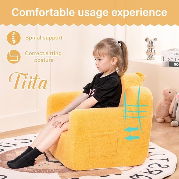 Tiita Kids Couch Plush Toddler Chair, Cloud-Like Glow in The Dark Kids Sofa - Image 5