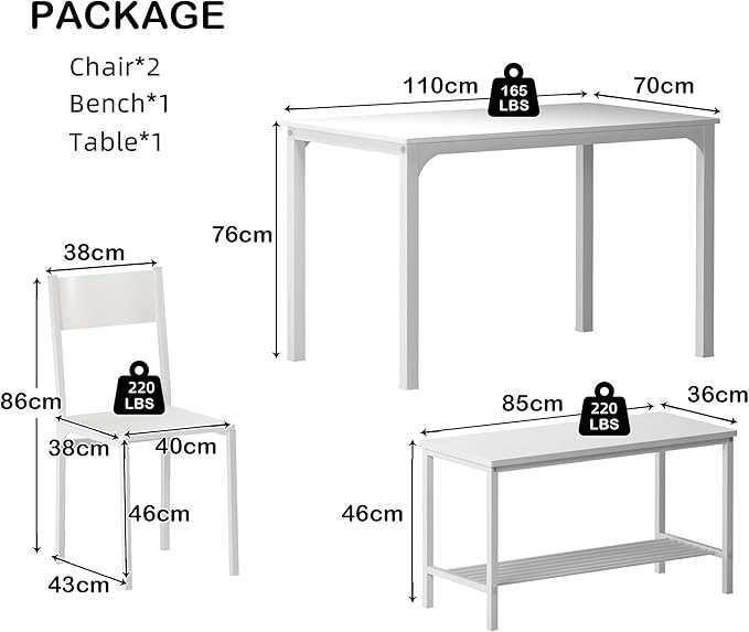 SogesHome Kitchen Table Set for 4, Compact Dining Table Chair Set - Image 4
