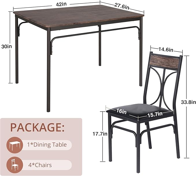 VECELO Kitchen Dining Room Table Set - Image 7