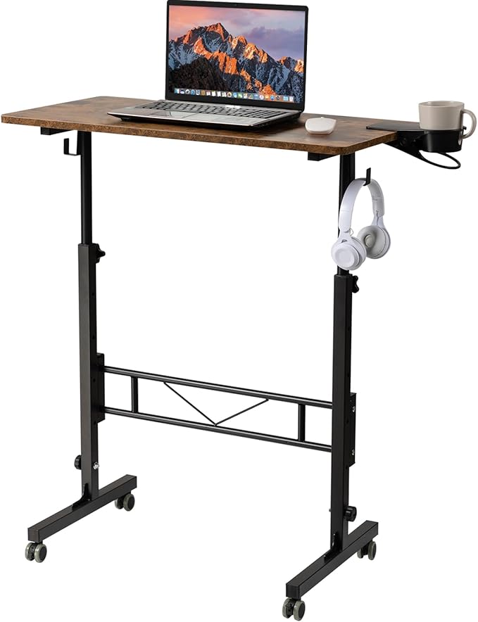 SIDUCAL Standing Desk Adjustable Height, Small Mobile Stand Up Desk by SIDUCAL