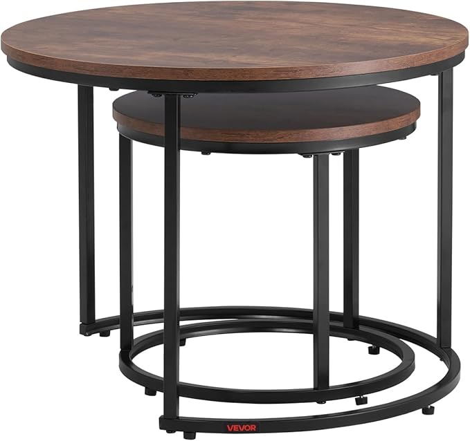 VEVOR Nesting Tables, Coffee Table Set of 2, 23.6 inch Round Coffee Table - Image 10