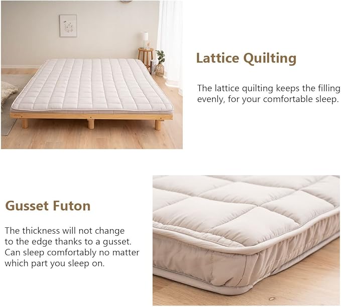 EMOOR Japanese Padded Futon Mattress Machi Full Gray, Gusset Foldable Storable - Image 5