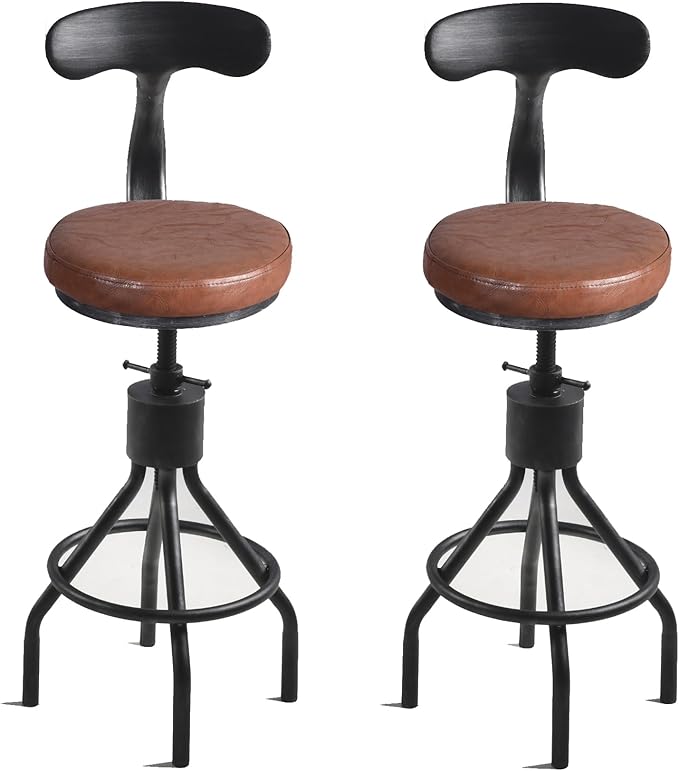 Diwhy Industrial Vintage Bar Stool, Kitchen Counter Height Adjustable Pipe Chair - Image 9