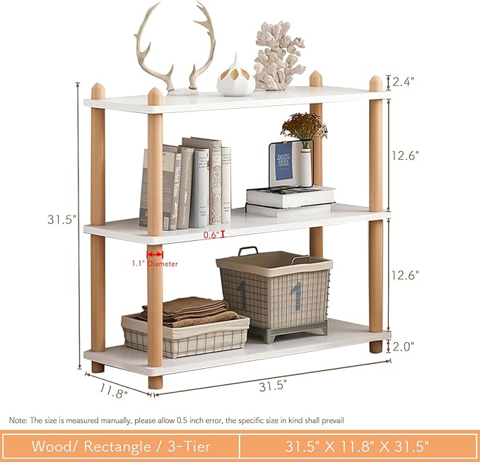 IOTXY 3-Tier Wooden Shelf Bookcase - Image 2