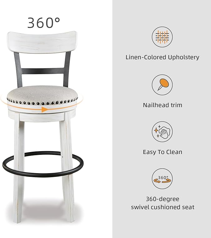 Signature Design by Ashley Valebeck 30" Modern Swivel Pub Height Barstool - Image 4