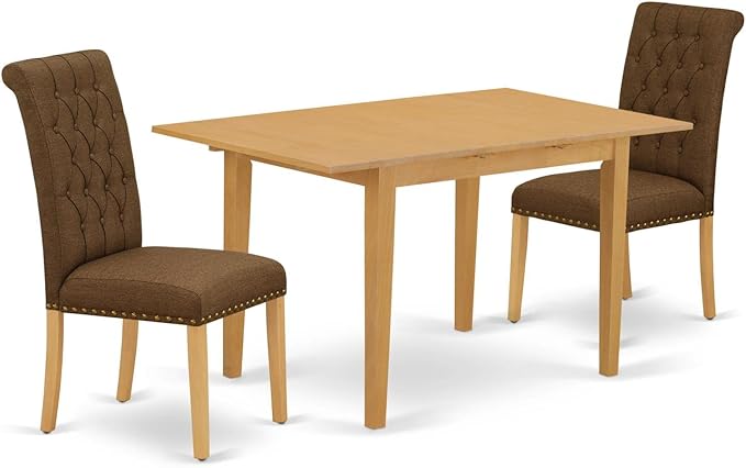 East West Furniture NOBR3-OAK-18 3 Piece Dining Set Contains a Rectangle Dining by EastWestFurniture