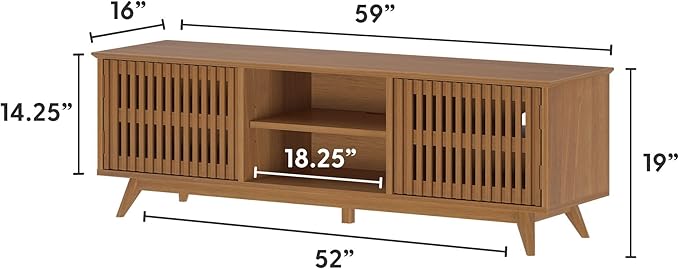 Plank+Beam Mid-Century Modern Wood TV Stand, Solid Wood Entertainment Console - Image 7